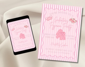 Galentines Pyjama Party Digital Invitation, Galentines Day Invitation, Galentines Digital Invitation, Galentines Day Party, Galentines