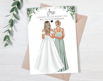 Personalised Will You Be My Bridesmaid Card, Bridesmaid Proposal Card, Will You Be My Maid Of Honour Card, Maid Of Honour Proposal Card