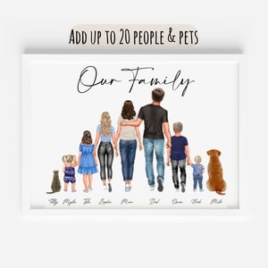 Personalised Family Print, Family Print With Dog, Family Print With Pets, Mothers Day Gift, Family Portrait , Fathers Day Gift, Our Family