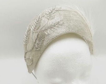 Bridal ivory half halo headband, beaded bridal headband, bridal headwear, bridal accessories, bridal fashion, bridesmaid fashion