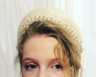 Bridal ivory halo headband, beaded bridal headband, bridal headwear, bridal accessories, bridal fashion, bridesmaid fashion