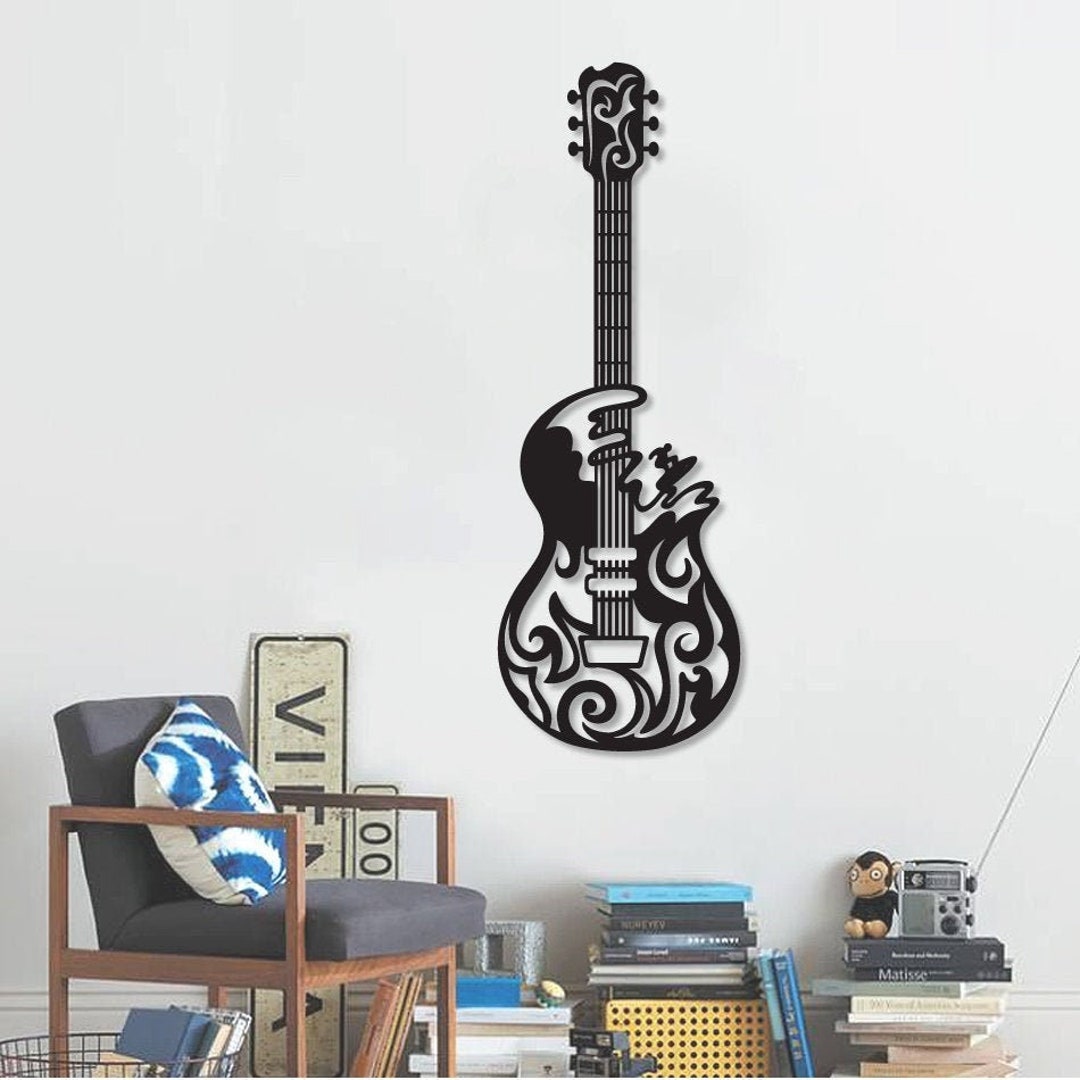 Surf Guitar Metal Wall Art, Metal Wall Sign, Metal Wall Hanging, Office