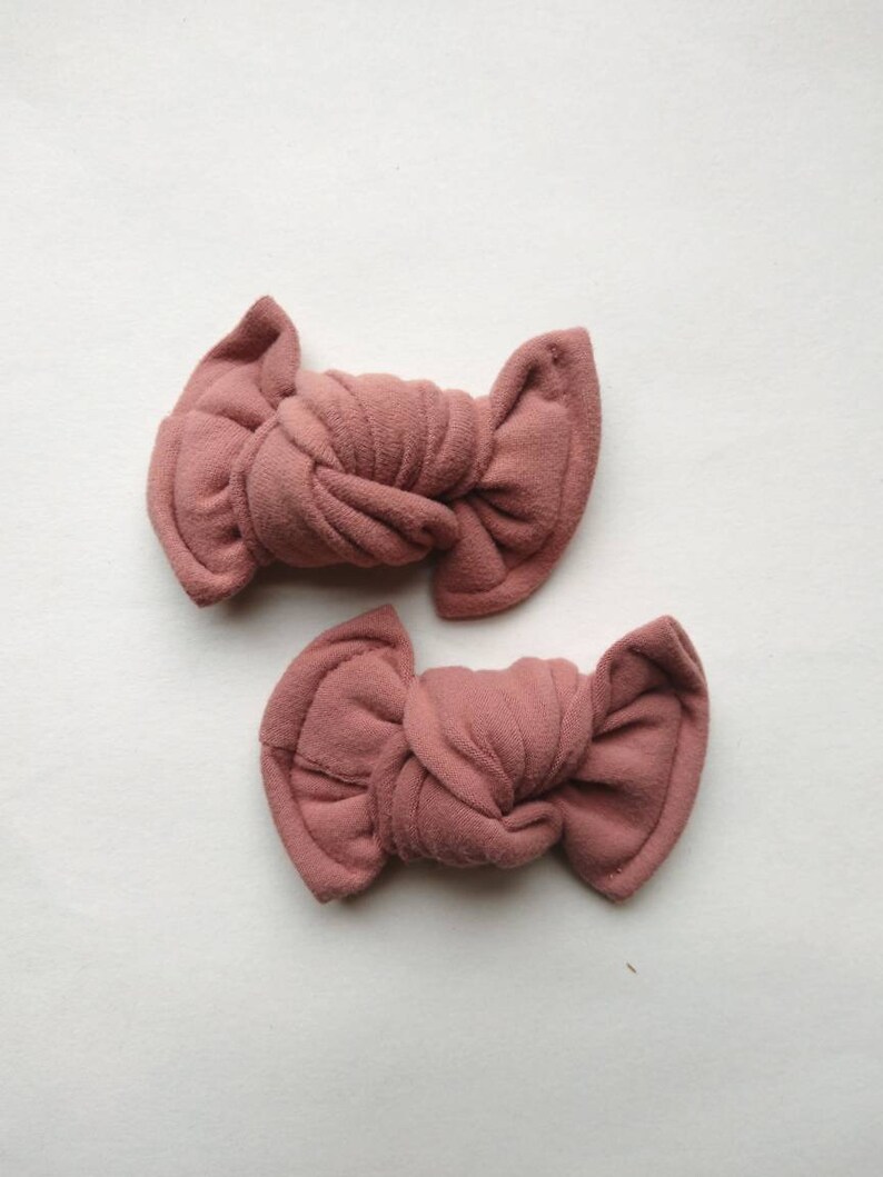 Organic knotted baby bows navy tye-die army pink waffle camel baby shower gift knotted pigtail bows