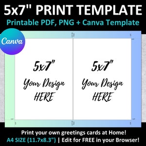 Impression sur carte portrait 5 x 7 po. Modèle CANVA A4 imprimable | Faire-part, guide des cartes de voeux | Fabrication de cartes | Format de papier A4