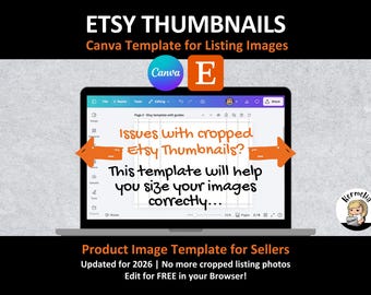 2026 ETSY Thumbnail Listing Image Template for Sellers | CANVA Cropping Template | Portrait Square Landscape 4:3 All Ratios