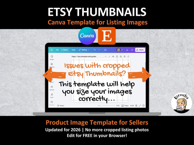 2026 ETSY Thumbnail Listing Image Template for Sellers | CANVA Cropping Template | Portrait Square Landscape 4:3 All Ratios image 1