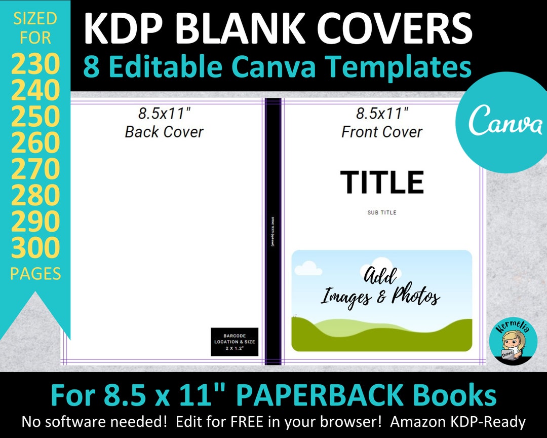 Canva 8.5 X 11 KDP PAPERBACK COVER Templates Editable Etsy