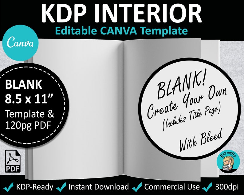 CANVA 8.5 X 11 BLANK Interior Editable Template Notebook - Etsy