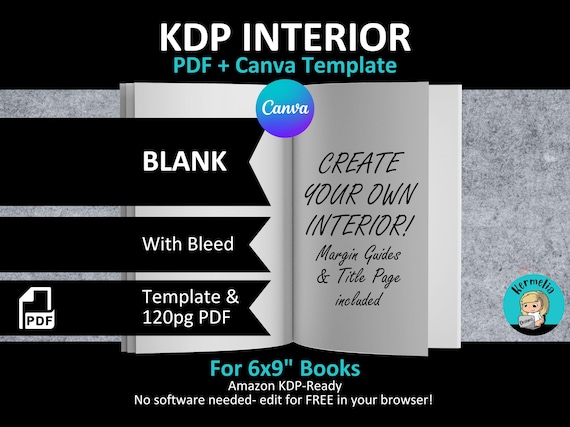 CANVA 6x9" BLANK Interior Editable Template Notebook Journal for Amazon KDP | With Bleed | 120 Pages Ready to Upload Pdf | Save Time!