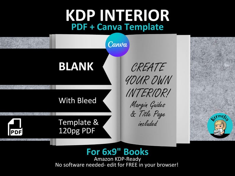 CANVA 6x9" BLANK Interior Editable Template Notebook Journal for Amazon KDP | With Bleed | 120 Pages Ready to Upload Pdf | Save Time! image 1