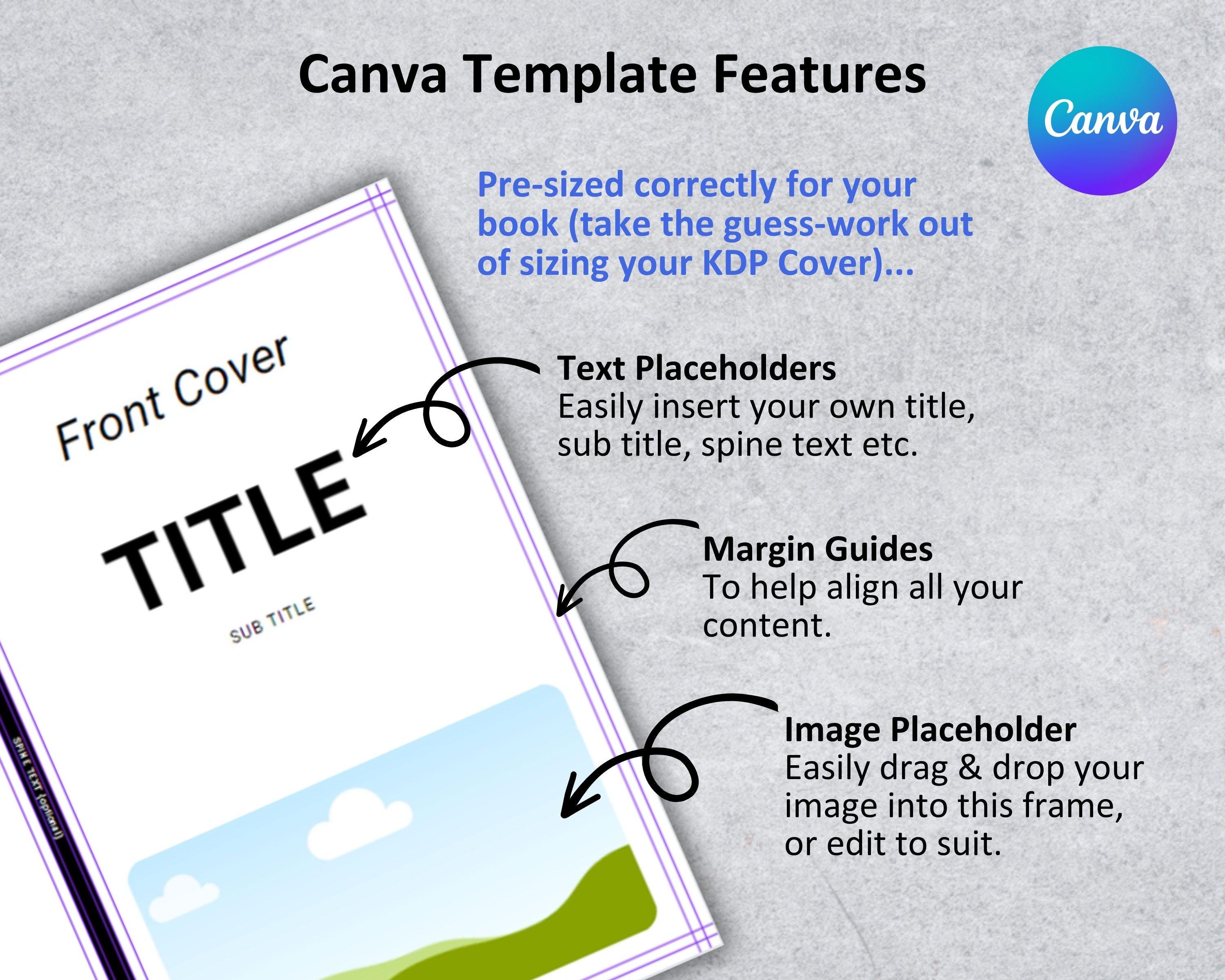 Canva 6x9" KDP PAPERBACK COVER Templates Editable Bundle Set | Sized ...