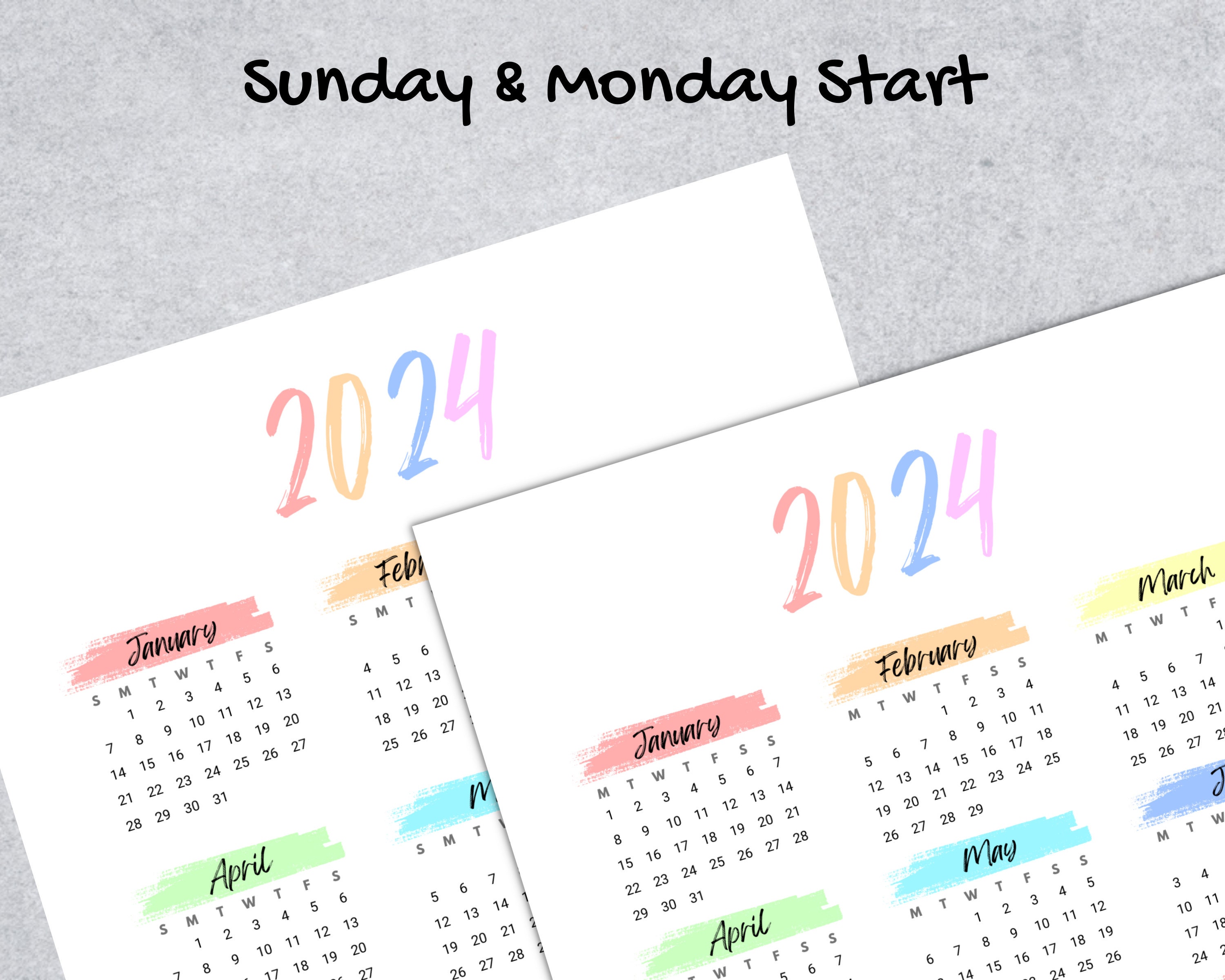 2023 2024 2025 Year to View Calendar Printable PDF CANVA Template