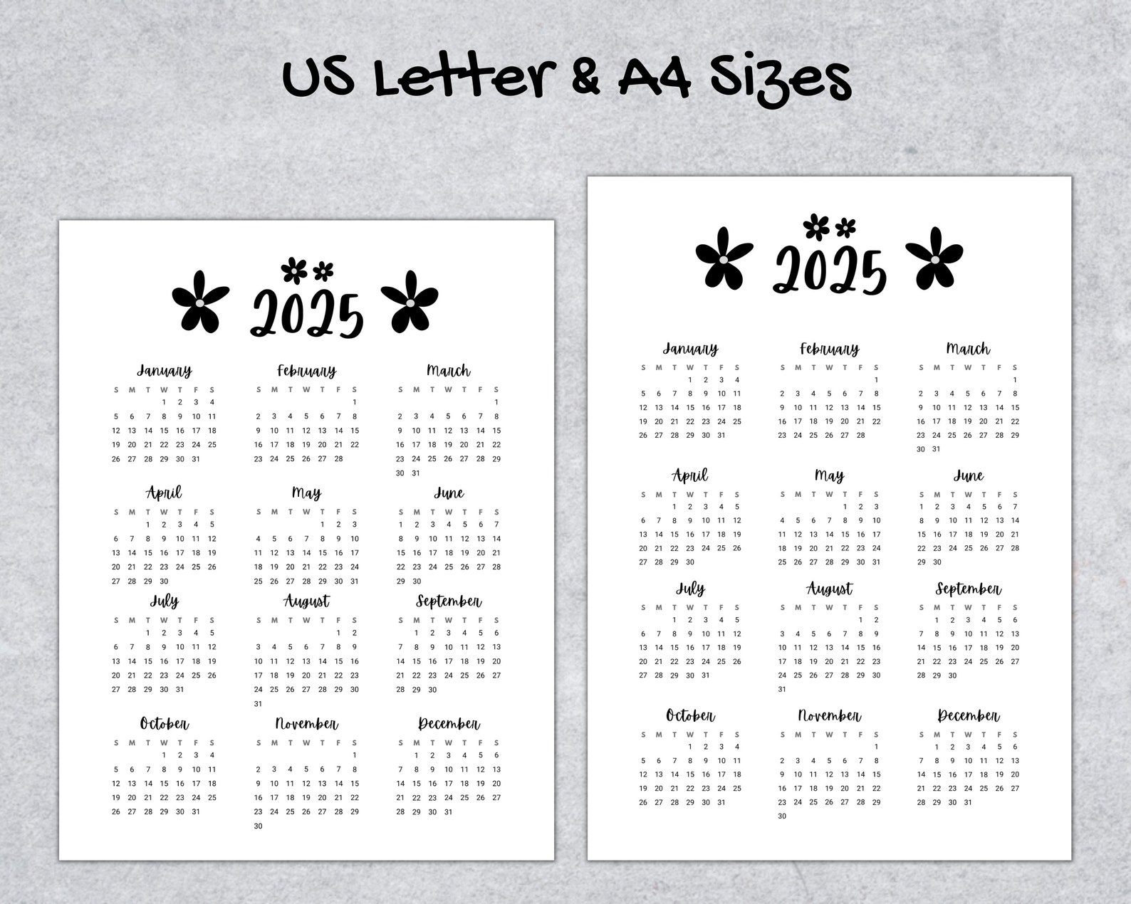 2023 2024 2025 Year to View Calendar Printable PDF CANVA Template