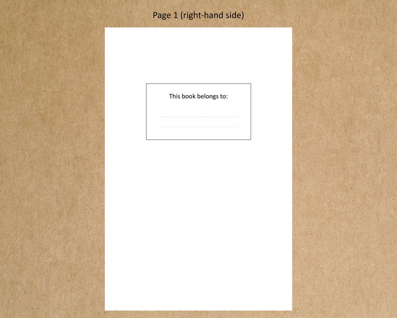 May include: A blank white page with the text "This book belongs to:" printed in black at the top of the page.