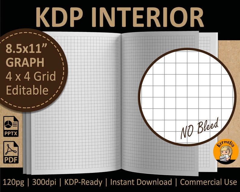 8.5 X 11 GRAPH 4x4 GRID Lined Interior Editable Blank - Etsy