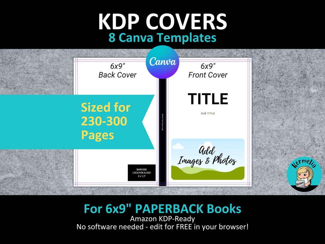 Canva 6x9" KDP PAPERBACK COVER Templates Editable Bundle Set | Sized ...