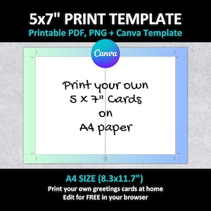 5x7" Portrait CARD Printing CANVA Template A4 Printable | Invitation Announcement Greeting Card Guide | Card Making | A4 Paper Size