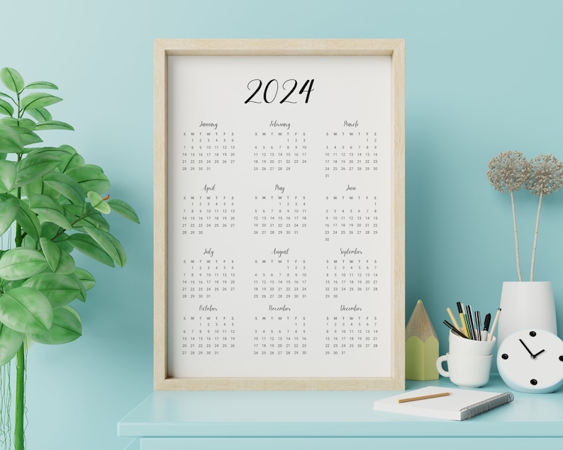 2023 2024 2025 Year to View Calendar Printable PDF CANVA Template