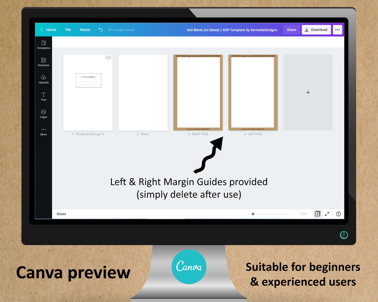 CANVA 8 5 X 11 BLANK Interior Editable Template Notebook Etsy