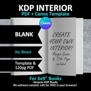 CANVA 6x9 "BLANK Interior bearbeitbare Vorlage Notebook-Journal für Amazon KDP | Kein Anlaufen | 120 Seiten bereit zum Hochladen von Pdf | Sparen Sie Zeit!