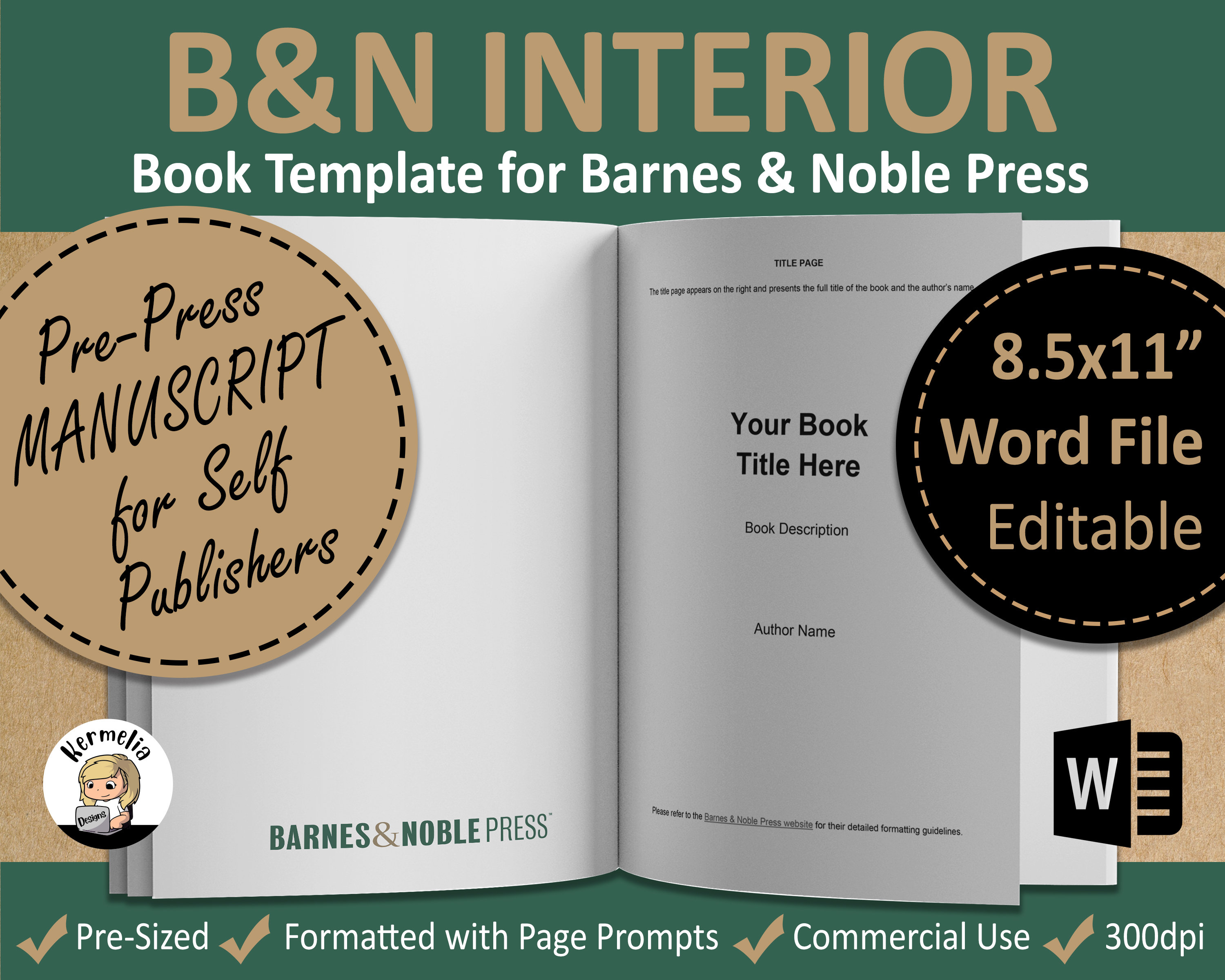 8.5 X 11 Barnes & Noble Press INTERIOR Editable Blank Template Book