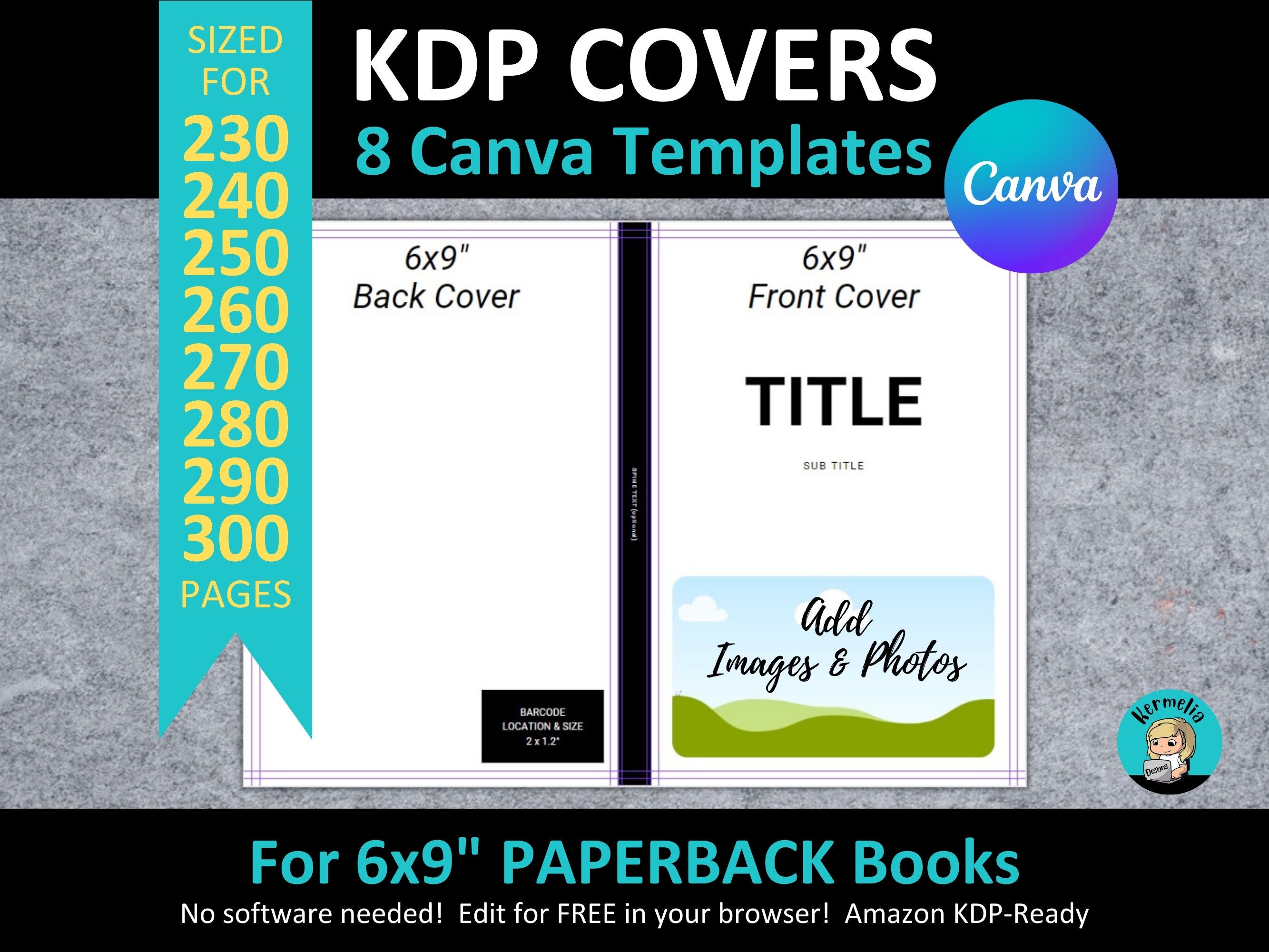 Canva 6x9 KDP PAPERBACK COVER Templates Editable Bundle - Etsy