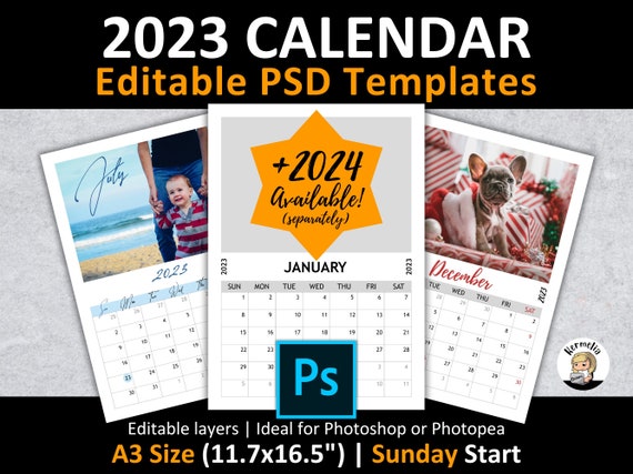 A3 2023 CALENDAR PSD Template Sunday Start Editable Layers Photoshop Photopea 300 Dpi Photo Planner Gift Christmas Holiday 11.7x16.5 - Etsy A3 2023 CALENDAR PSD Template Sunday Start Editable Layers Photoshop Photopea 300 Dpi Photo Planner Gift Christmas Holiday 11.7x16.5 - Etsy