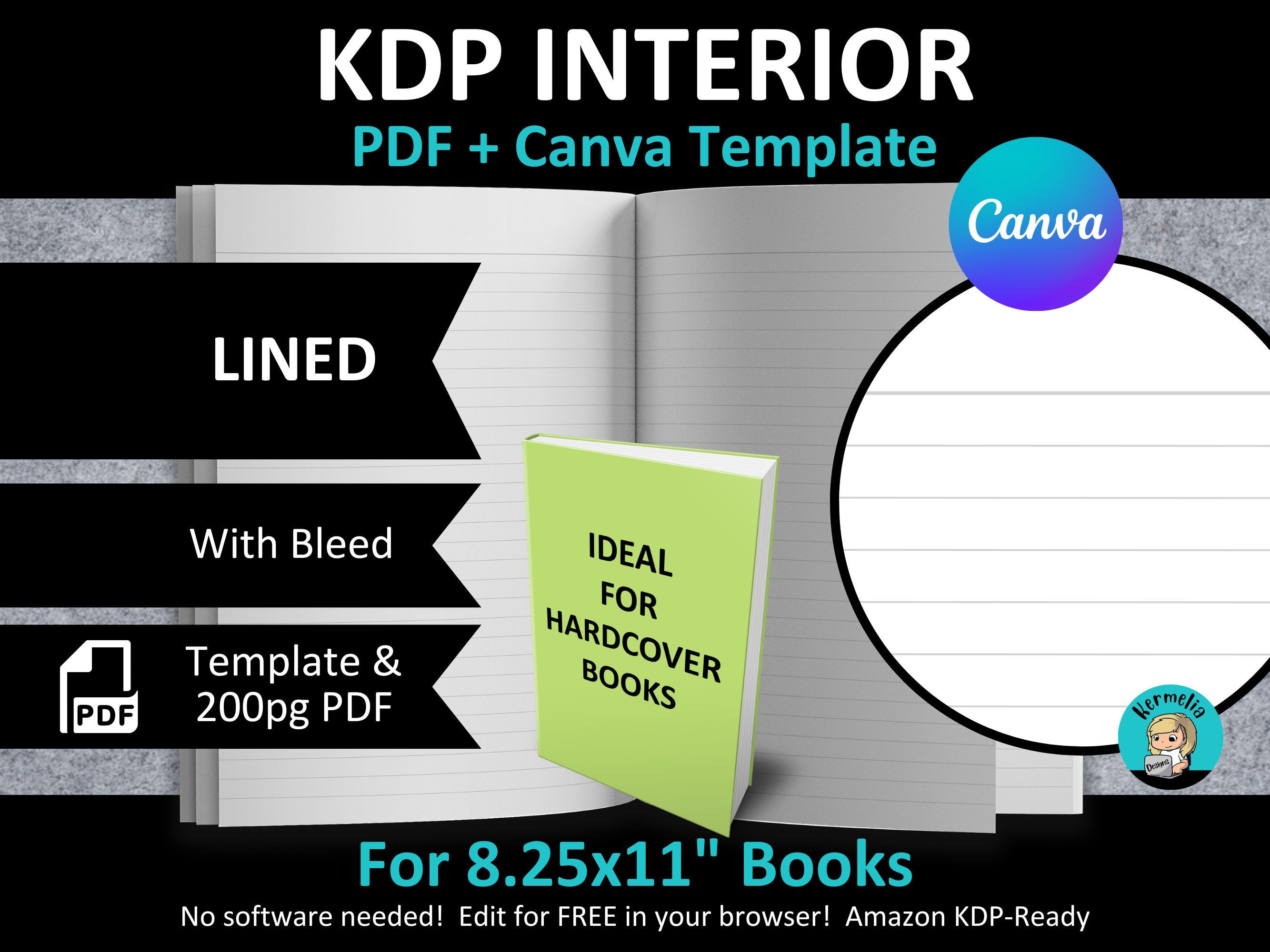 Book Review & Reading Journal Canva Template 8.5x11 Inches with Bleed  Commercial Use KDP Template 