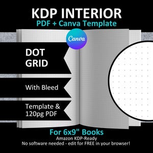 CANVA 6x9" DOT Grid Interior Editable Template Blank Notebook Bullet BuJo Journal for Amazon KDP | With Bleed | + 120 Pages Pdf image 1