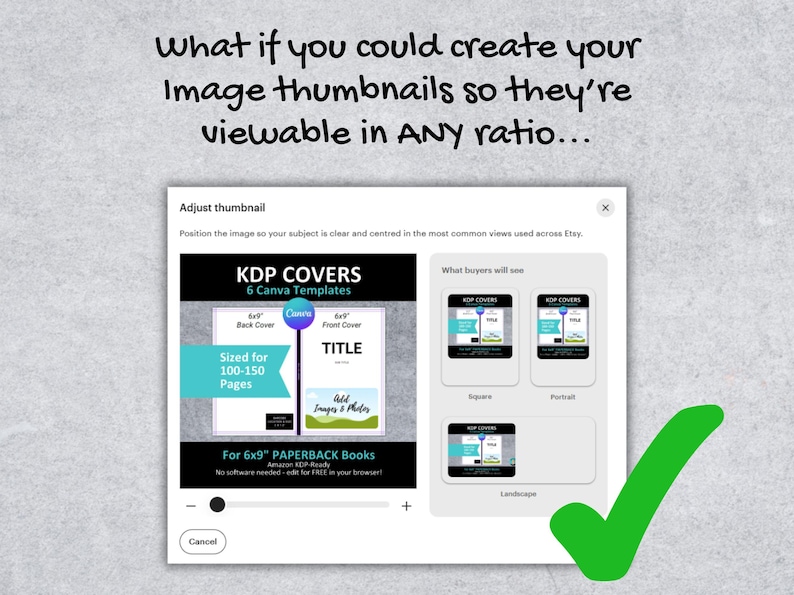 2026 ETSY Thumbnail Listing Image Template for Sellers | CANVA Cropping Template | Portrait Square Landscape 4:3 All Ratios image 4