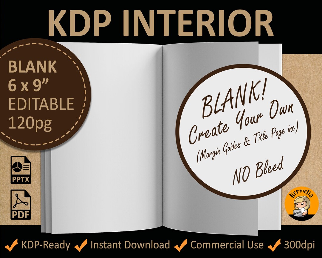 6 X 9 BLANK Interior Editable Template Notebook Journal - Etsy
