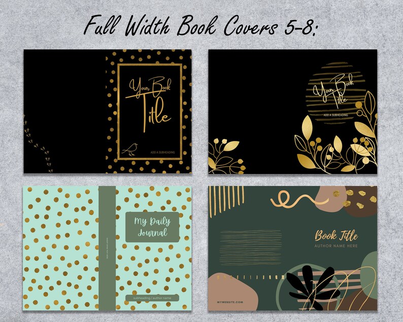 Canva 6x9" KDP PAPERBACK Book Cover Templates Editable Set #3 | + PDF Lined Interiors 100-150 Pages | Gold Amazon Notebook Journal Covers image 5