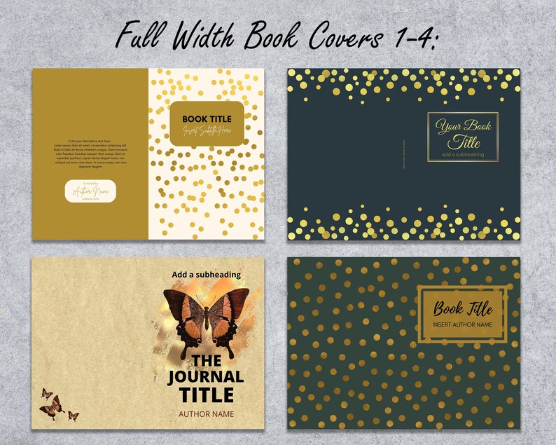 Canva 6x9" KDP PAPERBACK Book Cover Templates Editable Set #3 | + PDF Lined Interiors 100-150 Pages | Gold Amazon Notebook Journal Covers image 4