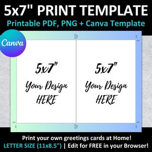 5x7" Portrait CARD Druck CANVA Template Printable | Einladungs-Ankündigung Grußkarten-Anleitung | Kartenherstellung | 8,5x11" US Letter Format