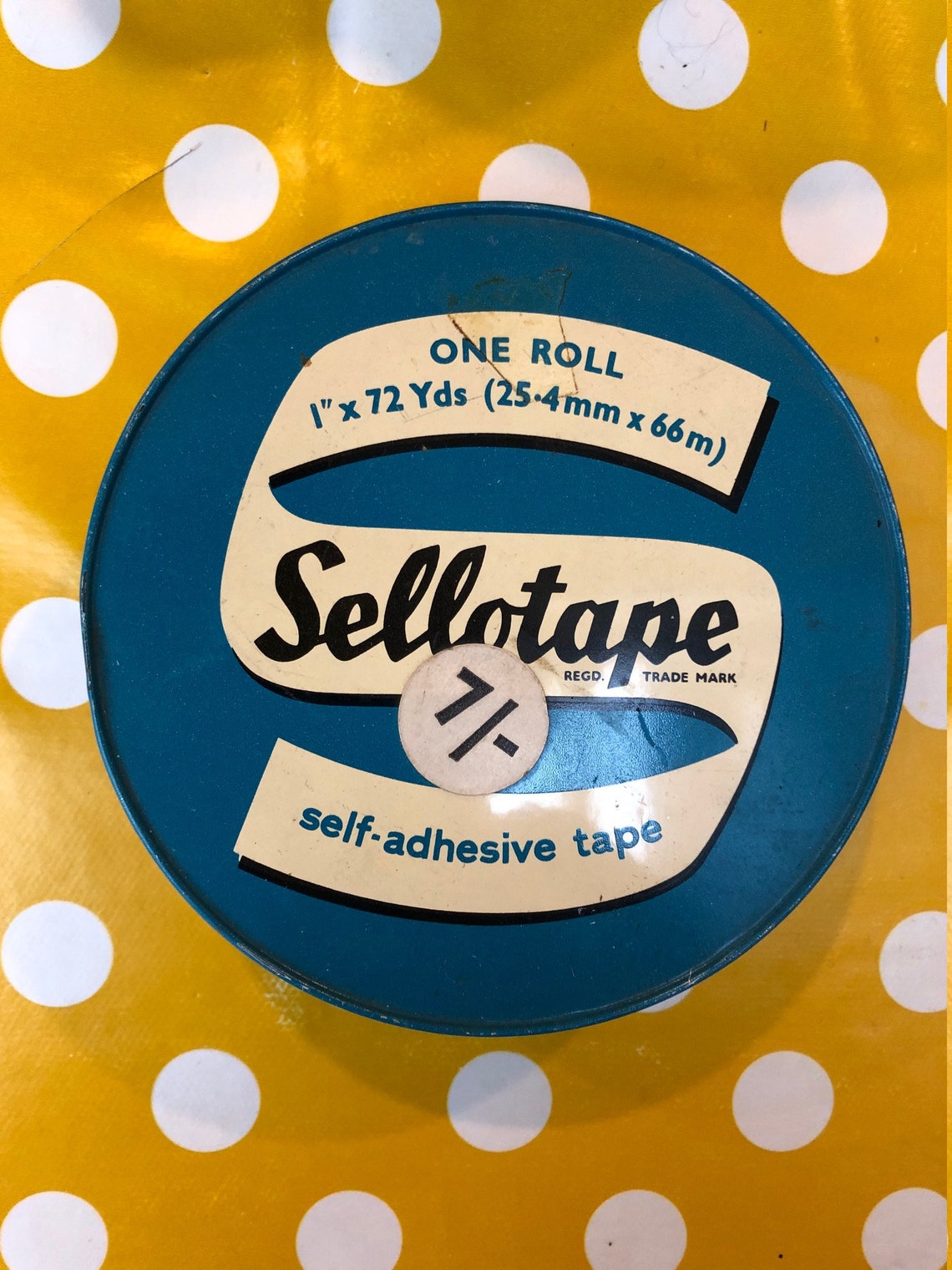 Vintage tin sellotape box lovely old design and good Etsy