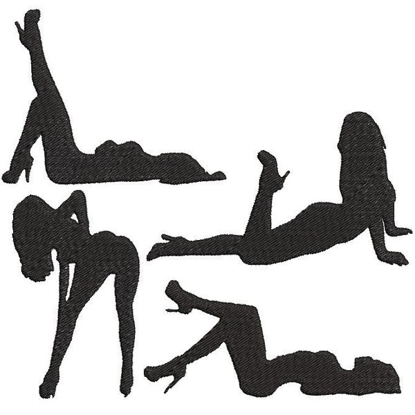 Sexy Girls Poses Naughty and Nice Girls Silhouettes Embroidery Designs Pack