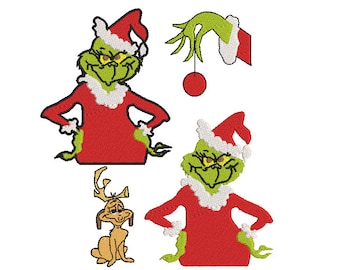 Grinch embroidery pack design