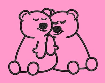 Cuddly Bears Embroidery Design 2 Sizes, jef, pes, exp, dst, xxx, vp3, hus, formats