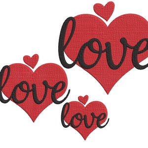 Love in heart embroidery design 3 sizes, pes, jef, dst, xxx, hus, vp3, exp,