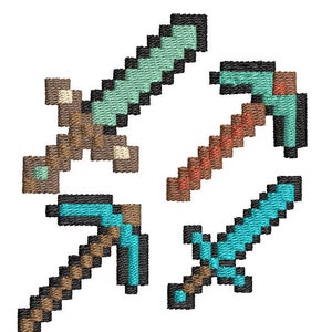 Gaming Creeper, weapons and steve pack Embroidery Design. image 2