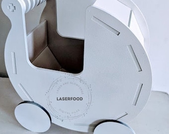 Pram for Baby Shower  - Laser Cut Files for laser cutting using Glowforge Basic Plus + other laser cutters svg lazer file