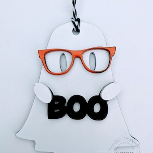 Ghost Ornaments with Glasses, Halloween Garlands & Baubles - digital files for crafts, laser cut with glowforge and other C02 laser cutters