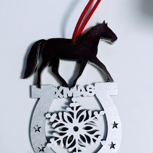 Cheval + Fer à cheval SVG Ornements de Noël équestre Guirlandes & Baubles - fichiers numériques découpés au laser Equine Pony Club eventing svg pour Glowforge
