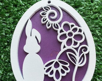 Easter Bunny Ornament SVG file (Pack2) - 3 different styles - 2 layer - Laser Cut File - digital glowforge ready cut file, easter basket tag