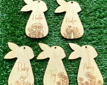 Easter Bunny personalizable SVG file - 5 different styles - Laser Cut File - digital glowforge ready cut file for use as easter basket tag