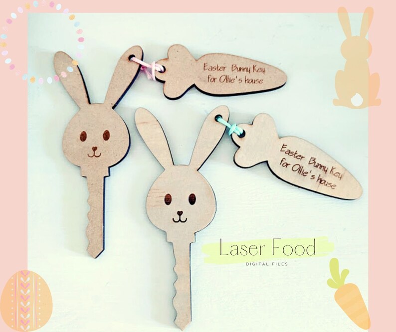Easter Rabbit Key Svg Easter Bunny Magic Key With Tag for Personalizing - Laser Cut File ...