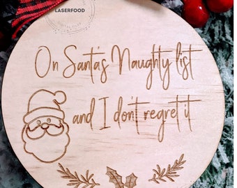 Santa Naughty or Nice List Bauble - Laser Cut Files digital svg, dxf files for crafts, laser cutting and engraving for Glowforge files