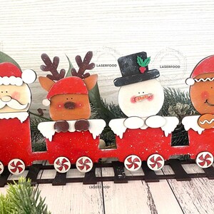 Tren navideño de Papá Noel: archivos cortados con láser: plantilla láser lista para Glowforge con archivos SVG para corte por láser para material de 3 mm y 1/8 pulg.