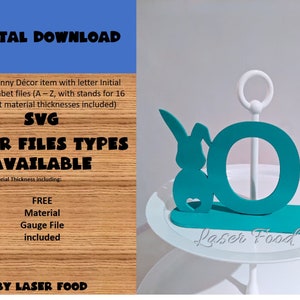 Easter Bunny Initials for tiered tray and tabletop décor- Laser Cut Files - fichiers numériques svg Glowforge et plus grands coupeurs laser cadeau unique