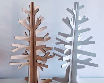 Christmas Tree Decoration - Tabletop display for Baubles and ornaments - Laser Cut Files 2 designs - digital svg + dxf files Glowforge ready